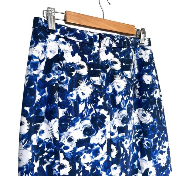 MM Lafleur The Cobble Hill Floral Print Cotton Pencil Skirt Blue Navy White 10 - Picture 5 of 13